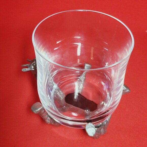 Vintage Frankli Wild Pewter Giraffe Base Clear Glass Tumbler Whiskey Glass - Picture 17 of 17